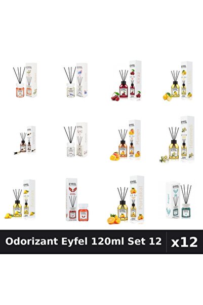 Eyfel Set 12 Odorizante Camera Betisoare 120ml - 12 Arome Asortate Parfum Intens