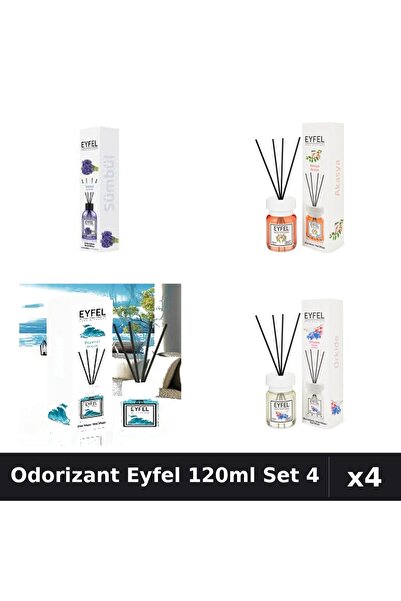Eyfel Set 4 Odorizant Camera Betisoare 120ml - Zambile, Acacia, Ocean, Orhidee