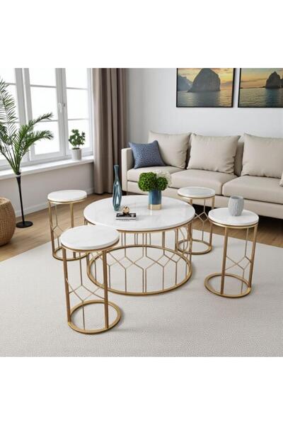 Tables Gold Color Iron Table Set, Giving You a Very Beautiful Appearance