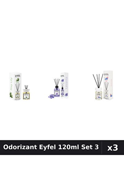 Eyfel Set 3 Odorizant Camera Betisoare 120ml - Lacramioare, Lavanda, Orhidee