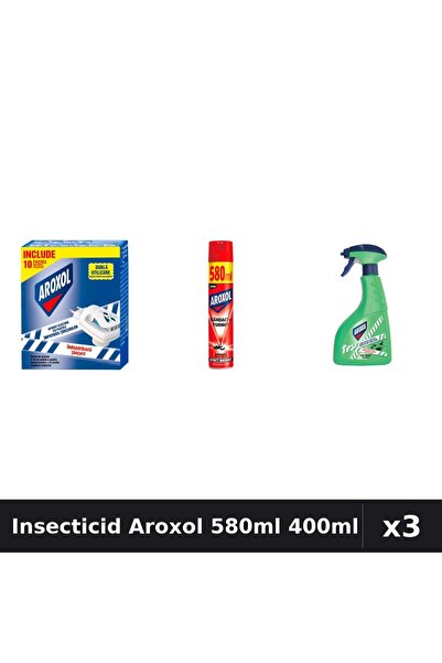Aroxol Set 3 Insecticid - Pastile Anti-Insecte, Spray 580ml, 400ml - Protecti...