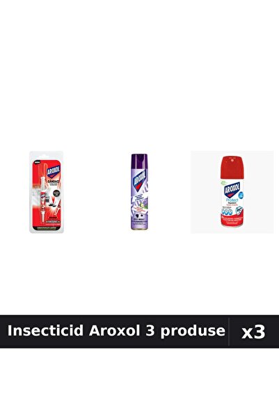 Aroxol Set 3 Spray Insecticid 250ml, 100ml + Pastile Anti-Insecte 5g - Protecție