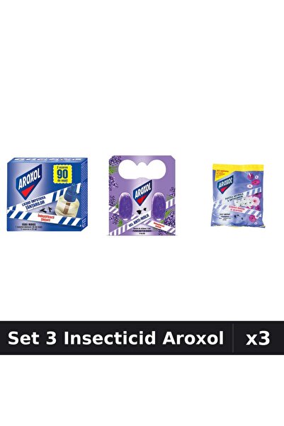 Aroxol Set 3 Produse Anti-Insecte - Aparat Electric & Rezerve Aroxol, Pastile...