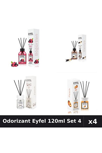 Eyfel Set 4 Odorizant Camera Betisoare 120ml - Fructe Pădure, Vanilie, Bumbac...