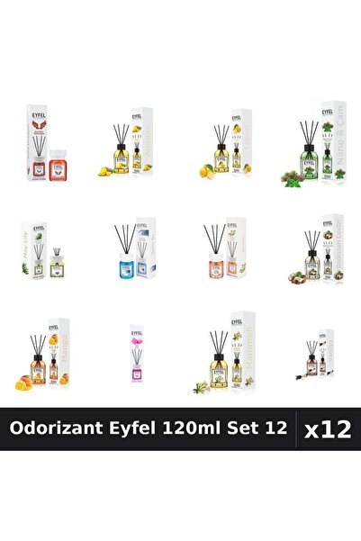 Eyfel Set 12 Odorizante Camera Betisoare 120ml - 12 Arome Asortate, Parfum In...