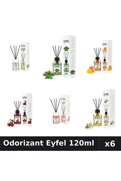 Eyfel Set 6 Odorizante Camera Betisoare - 6 Arome Asortate, 120ml Parfum