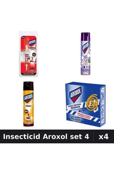 Aroxol Set 4 Insecticid - Spray 250ml, 400ml + Pastile 5g, 10buc - Protectie ...