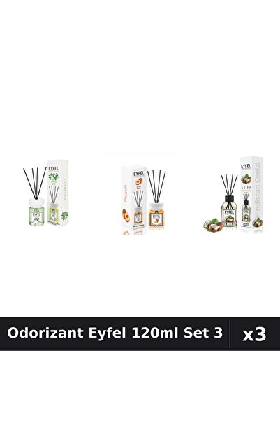 Eyfel Set 3 Odorizant Camera Betisoare 120ml - Iasomie, Piersica, Nuca de Cocos