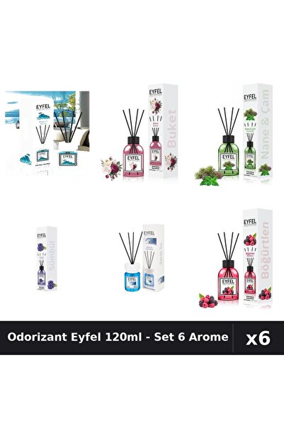 Eyfel Set 6 Odorizante Camera Betisoare 120ml - 6 Arome: Ocean, Bouquet, Pin,...