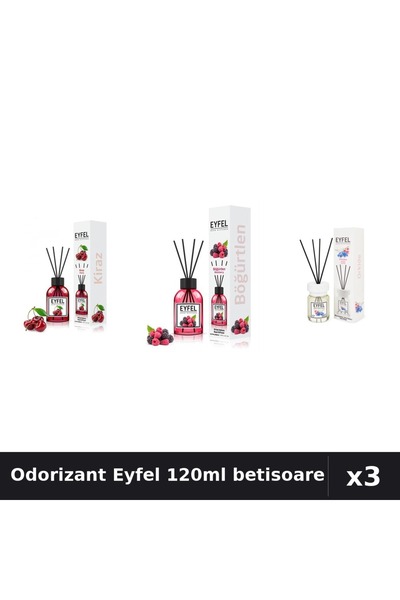 Eyfel Set 3 Odorizant Camera Betisoare 120ml - Cireșe, Fructe Pădure, Orhidee