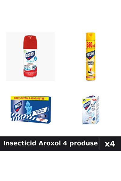 Aroxol Set 4 Insecticid - Spray 100ml, 580ml, Pastile 60buc, Aparat Electric