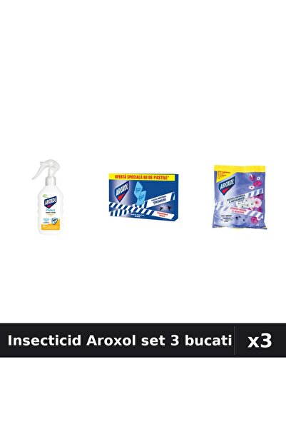 Aroxol Set 3 Insecticid - Loțiune Repelent 200ml + Pastile Anti-Insecte 80buc