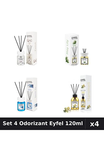 Eyfel Set 4 Odorizante Camera Betisoare, Bumbac, Cool Water, Lacramioare, Man...