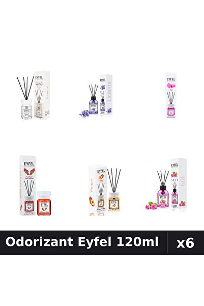 Eyfel Set 6 Odorizante Camera Betisoare - 6 Arome Asortate, 120ml Parfum