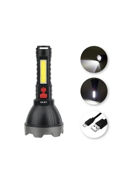 Zet Lanternă LED reîncărcabilă USB 1200 mAh, 19 cm, pentru camping, mașină, c...