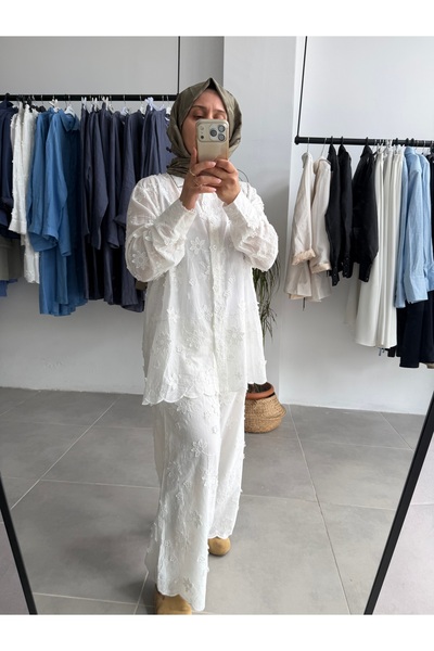Butik Duyawear fistolu beyaz takım