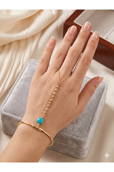 PABALAS Stainless Steel Gold Turquoise Stone Shahmeran Bracelet Non-Tarnish W...