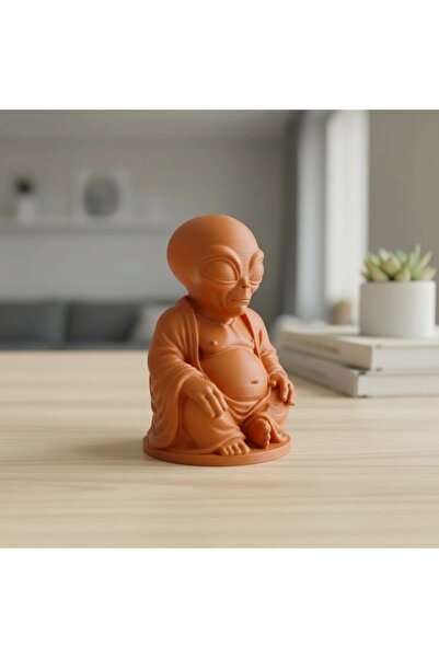 OEM Statueta Decorativa Alien Meditatie, Obiect Decor Casa si Birou - Orange ...