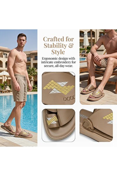 SAUDI STEPS Men's Ready-To-Wear Beach Slippers - Italian Design, Soft Sole, N...