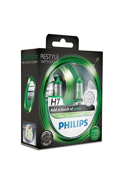 Philips Bec halogen H7 12V 55W Colorvision lumina tenta verde, Cutie-Box: x2 ...