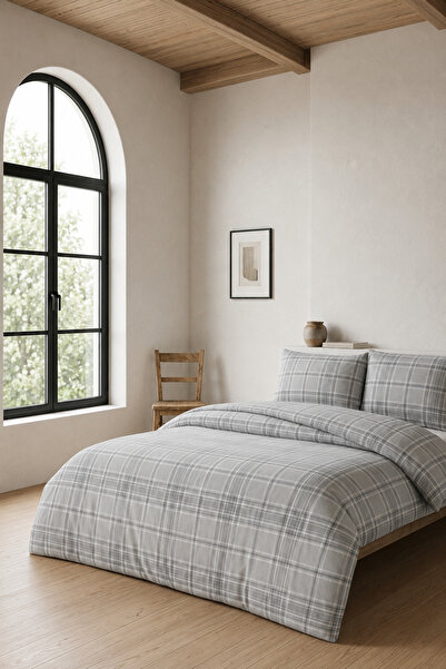 Menderes Home Winter Flannel Single Duvet Cover Set Gray