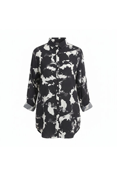 Genaric Aniston Casual Women's Black & White Abstract Tunic Shirt