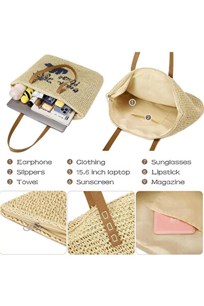 AngelsAccessories Γυναικεία Ψάθινη Τσάντα “Beach Please”