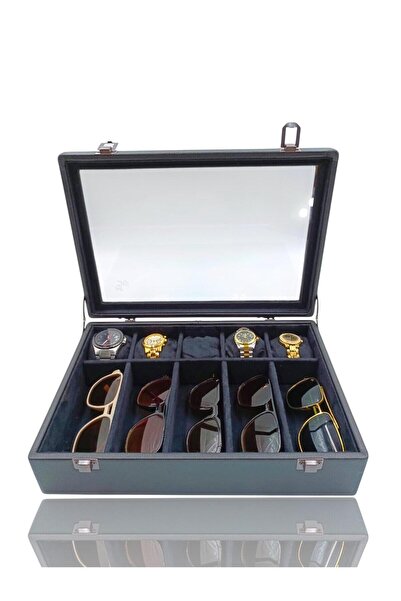 DİJİTAL ÇARŞI MAĞAZACILIK Diji 5 Glasses 5 Watch Box Watch and Glasses Bag Bl...