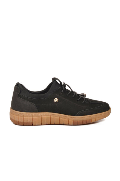 AYAKMOD حذاء كاجوال نسائي من الجلد الطبيعي باللون الأسود من Nubuck 410 Z