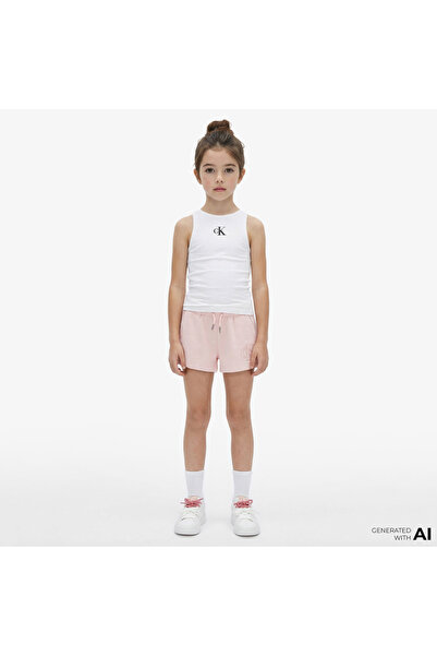 Calvin Klein Logo Knit Çocuk Pembe Şort