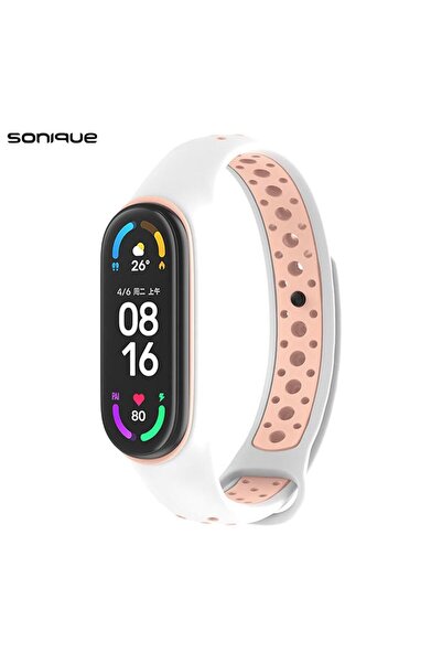 Sonique Λουράκι Σιλικόνης Sport για Xiaomi Mi Band 5/6 Λευκό / Ροζ