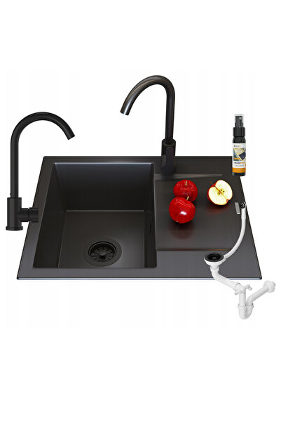 Granitan Set chiuveta granit cu picurator, robinet Prestige si sifon Click-Clack