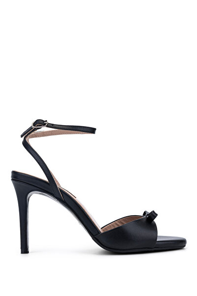 Tamer Tanca Women's Genuine Leather Black Heeled Shoes