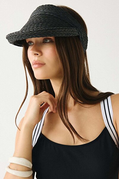 C&City Straw Visor Hat Y8227 Black