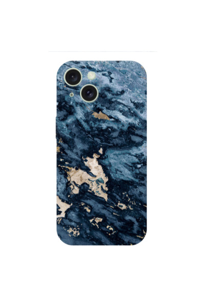 Other Apple iPhone 15 Plus Marble Blue Gold Transparent Silicone TPU Θήκη