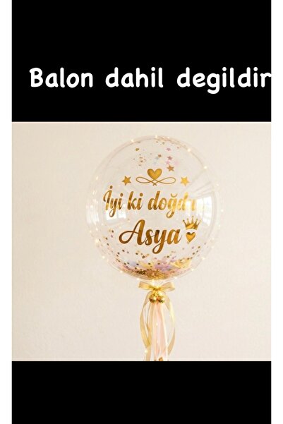 Sefaf balon yazisi gold kişiye özel folyo kesim