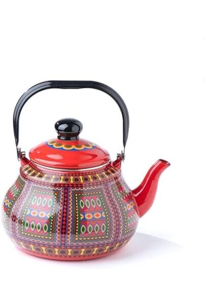 Generic Enamel-coated tea kettle from Al Rimaya, 2.5 liter capacity, red color