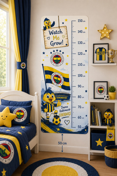 MaisonVelinCo Taraftar Temalı Çocuk Boy Ölçer Duvar Stickerı Taraftar Çocuk O...