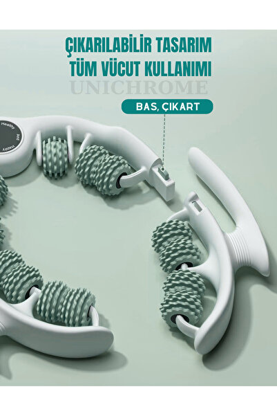 Hubstein 14 Tekerli Kas Gevşetici Sıkılaştırıcı Masaj Aleti Ayarlanabilir Yeşil Renk Lenf Drenaj Bacak Kol Selülit