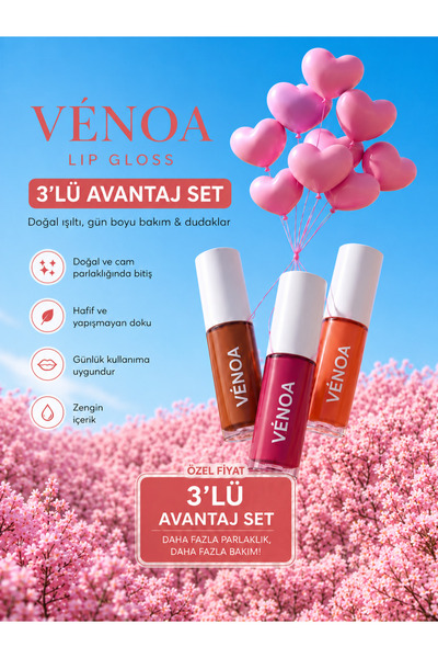 Venoa VÉNOA 3’lü Lip Gloss Avantaj Seti