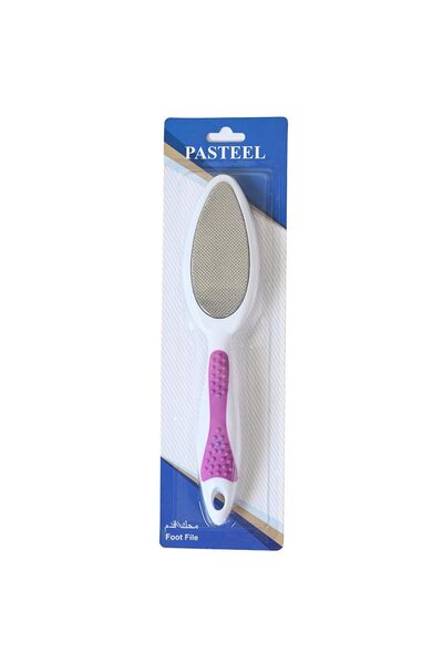 pasteel Foot File, White and Pink, with Ergonomic Handle, Foot Care Tool