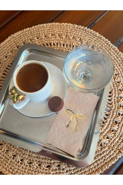 kidspartim Coffee Side Napkin Gold Gilded Kraft 6X12 cm 16 Pieces