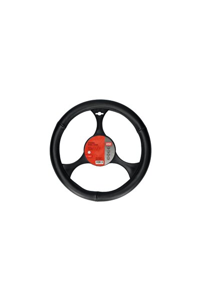 Carpoint Black Leather steering wheel cover, diameter 37-39cm