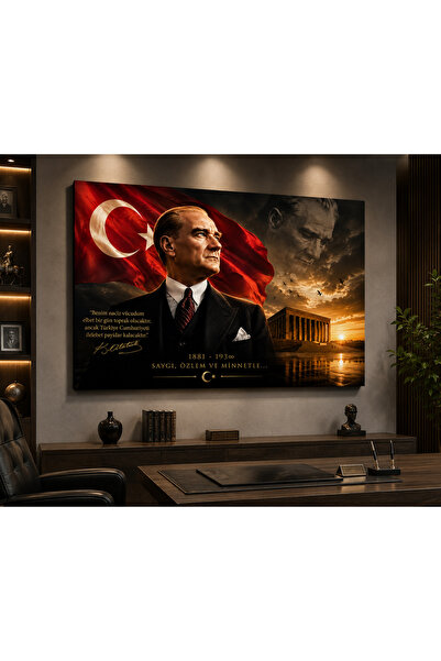 EvimeTablo Mustafa Kemal Atatürk Kanvas Tablo – Türk Bayraklı Anıtkabir Temal...