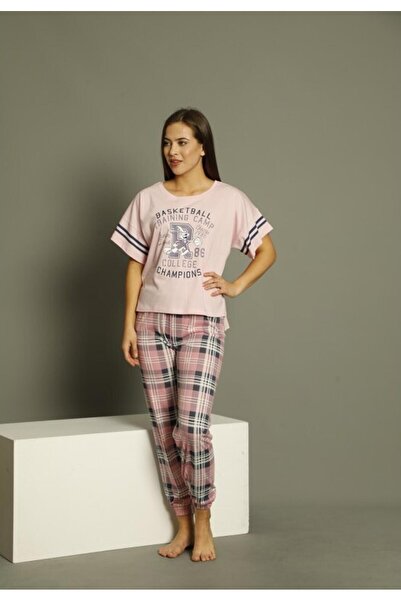 BOYRAZ Women's pajamas with t-shirt and long pants, powder pink color