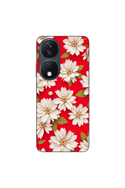 OEM Husa compatibila cu Honor X7b Silicon Gel Tpu Model White Flowers on Red ...