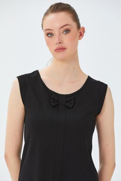 İKİLER Yuvarlak Yaka Fiyonk Detaylı Bluz 026-1027