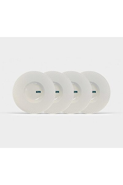 HOMEPRO 8 Inch Soup Plate, Set of 4 - White Porcelain Soup Bowls, Pasta & Sou...