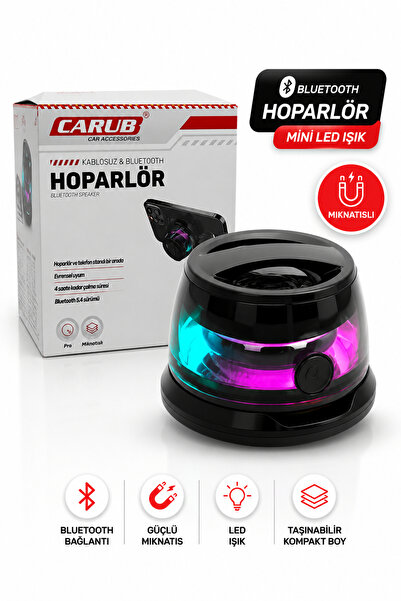Alıç Carub Bluetooth Hoparlör Manyetik RGB LED Işıklı Taşınabilir Mini Kablos...