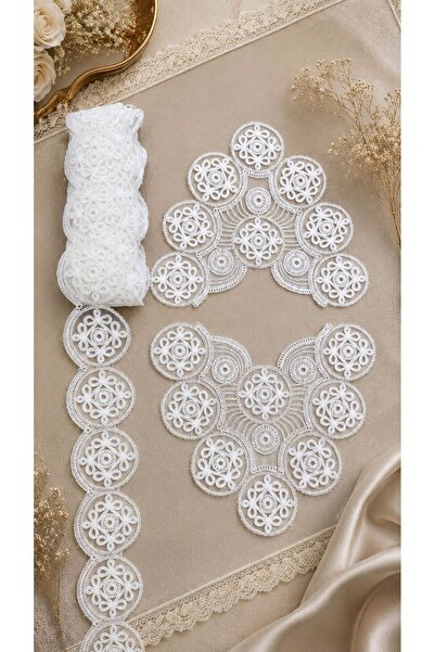 Esteks Dantel ve Tekstil Aksesuarları Propeller Pattern French Lace 11 Meters...